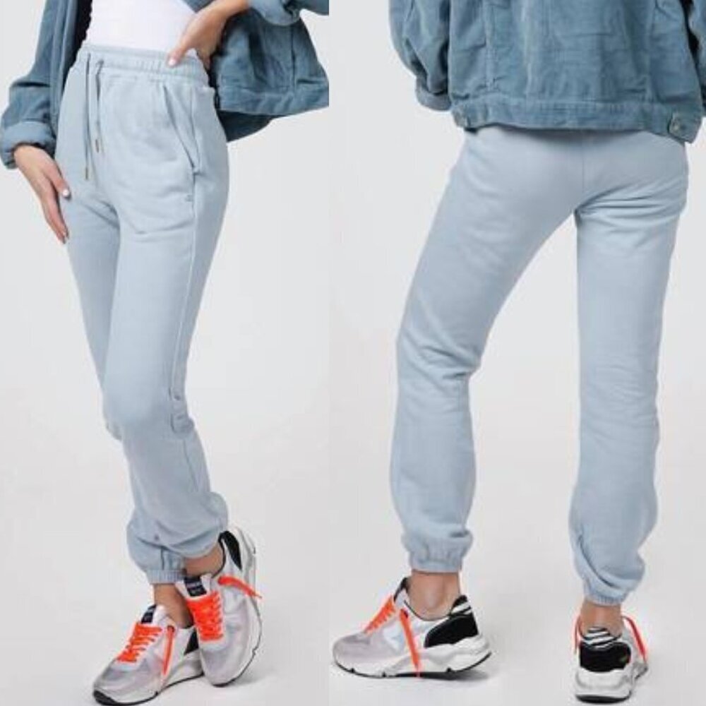 We Wore What Light Blue Cotton Elastic Waist Joggers Sweatpants - 35908